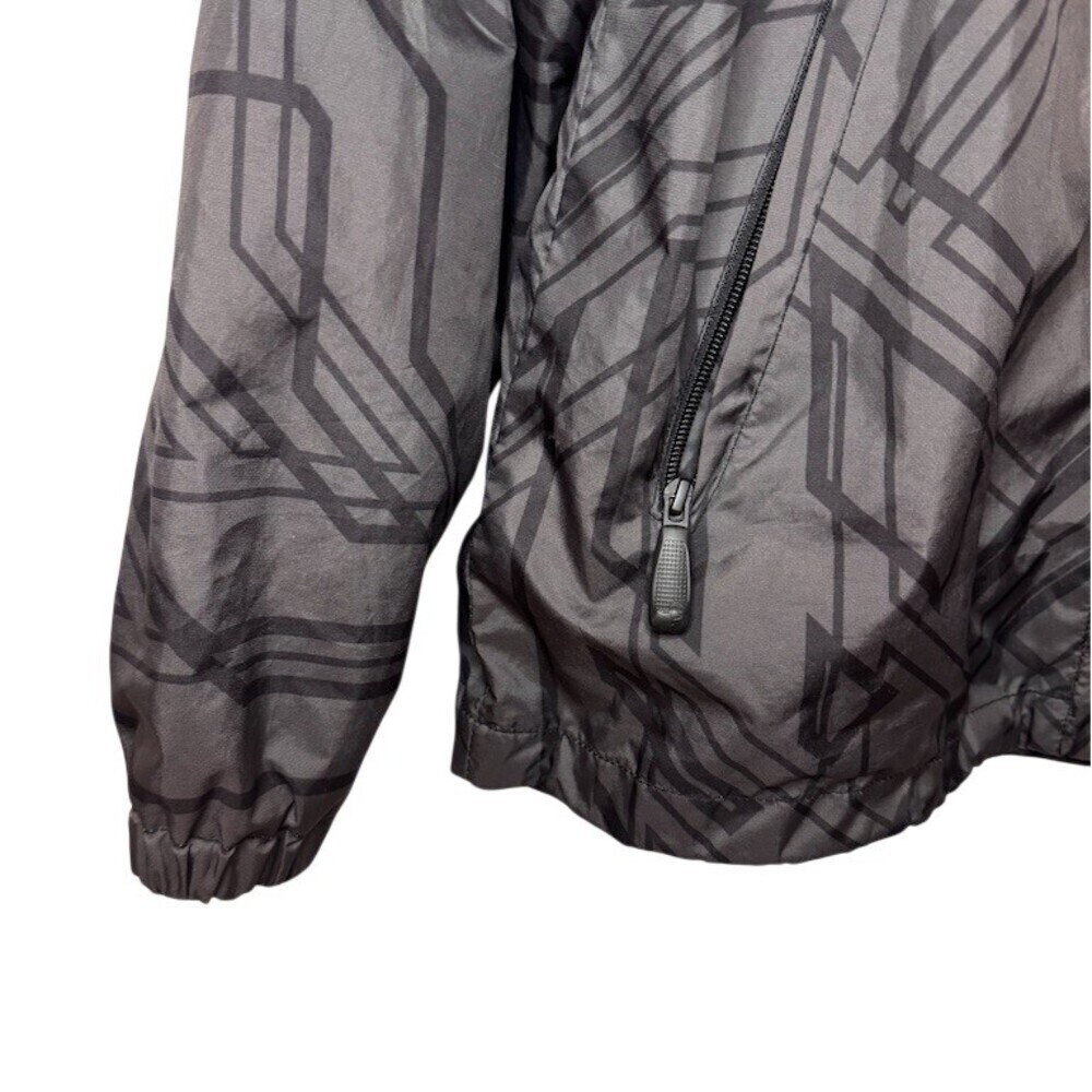 Vintage Thor Windbreaker Jacket Mens Size M Gray Black Geometric Hood Full Zip - Picture 3 of 6